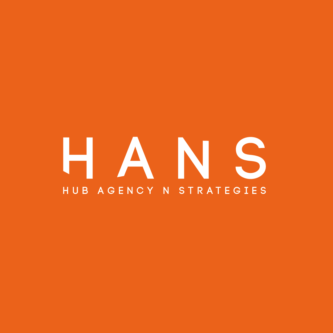 HANS · Hub Agency N Strategies: identidad blanca sobre naranja